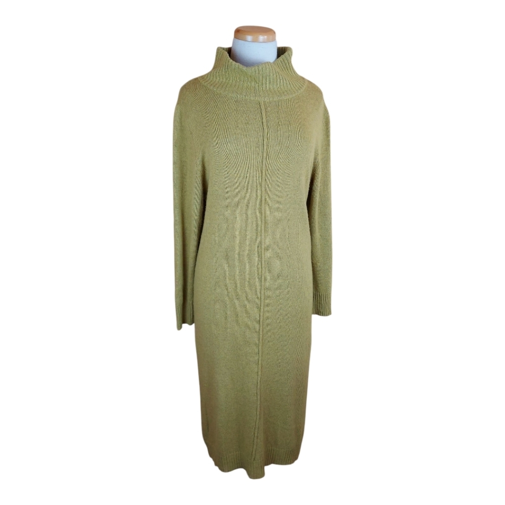 Anthropologie Olive Green Knit Turtleneck Sweater Dress